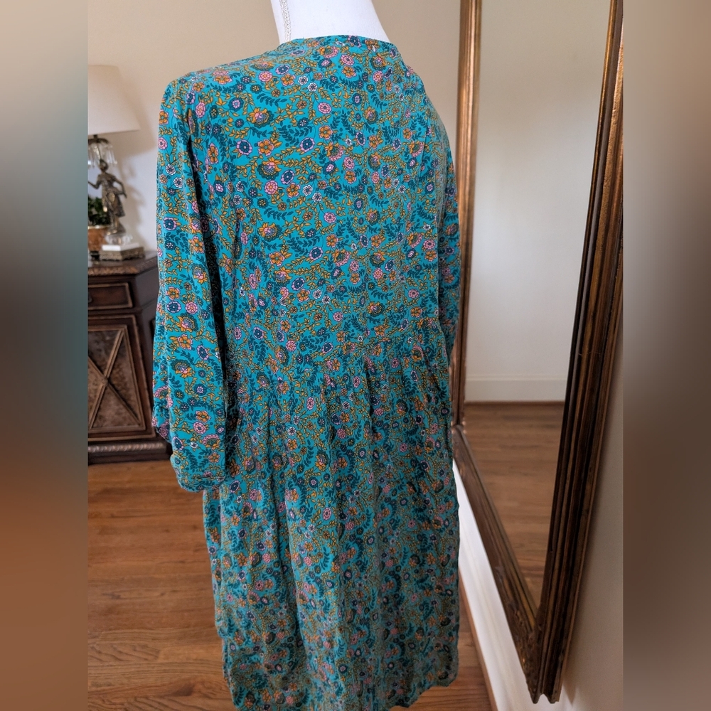 NATURAL LIFE Blue and Orange Floral Midi Dress - Picture 6 of 8